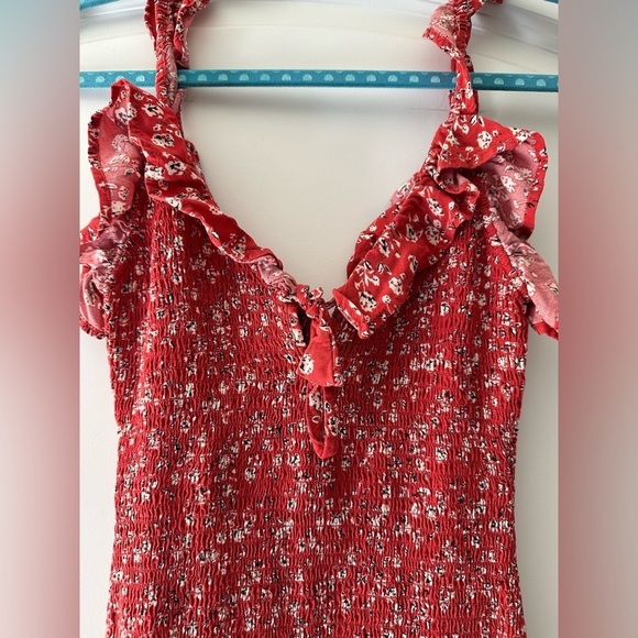 Japna Red Floral Ruffle Bodycon Mini Dress - Picture 8 of 8